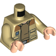 Lego Torso Jacket, Pockets, Dark Orange Belt, Dark Tan Shirt Print, Tan Arms, Light Nougat Hands / Tan
