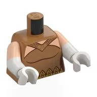 Torso, Dual Molded Arms, Dress, Dark Red Trim, Gold Decorations, Light Nougat Chest Print, Light Nougat Sleeves Pattern, White Arms and Hands / Medium Nougat