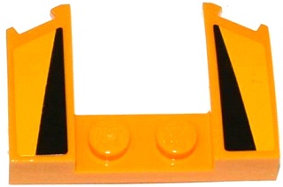 Lego Wedge 3 x 4 x 2/3 Curved with Cutout with 2 Black Triangles on Bright Light Orange Background Pattern (Stickers) - Set 75909