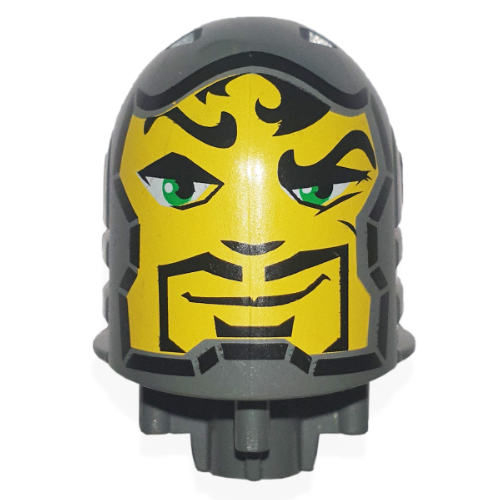 Lego Large Figure Head, Round Top with Rascus Print / Dark Bluish Gray