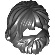 Lego Hair with Beard and Mouth Hole / Black