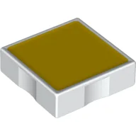 Duplo Tile 2 x 2 with Yellow Square Print / White