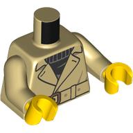 Lego Torso, Coat, Tan Belt, Black Sweater print, Tan Arms, Yellow Hands / Tan