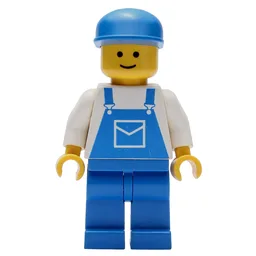 Man - White Torso, Blue Overall, Blue Cap - 3626b Head