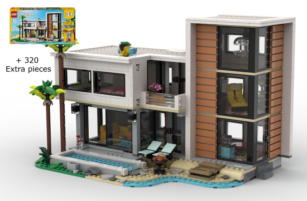 Lego MOC - back of the modern house - Compatible with Set 31153