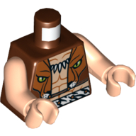 Lego Torso Cropped Vest with Lion Face, and Zebra Belt Print, Light Nougat Arms and Hands / Reddish Brown