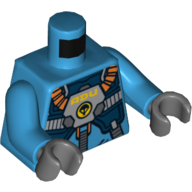 Lego Torso Protection Vest and Breathing Apparatus with 'ADU' Print, Dark Azure Arms, Dark Bluish Gray Hands / Dark Azure