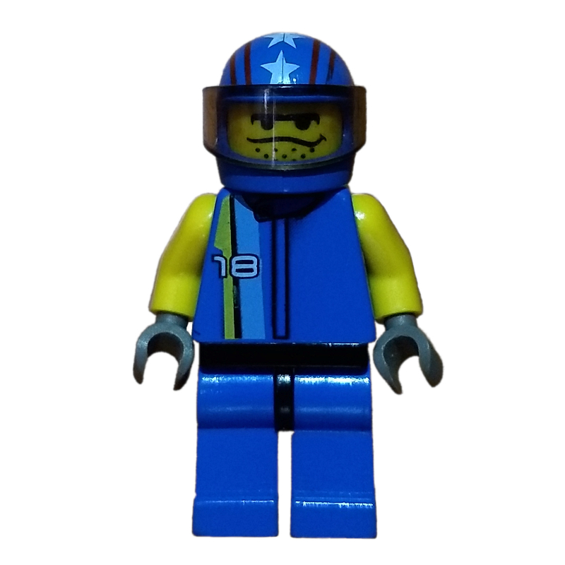 Lego Race Driver, Blue Torso, Blue Legs, Blue Helmet