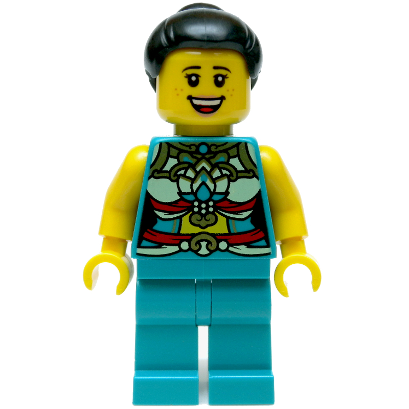 Lego Dark Turquoise Torso, Chinese Decorations, Dark Turquoise Legs, Black Hair Bun