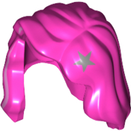 Lego Hair Mid-Length with Part over Front of Right Shoulder and Silver Star Print / Dark Pink