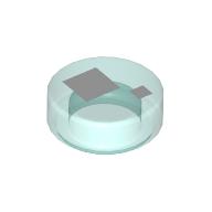Lego Tile Round 1 x 1 with Large and Small White Squares Print (Brickheadz Eye) / Trans-Light Blue