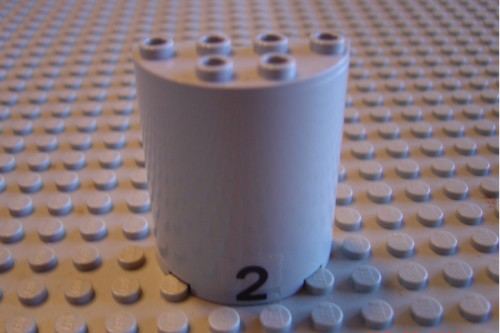 Lego Cylinder Half 2 x 4 x 4 with Black Number 2 Pattern (Sticker) - Set 6339