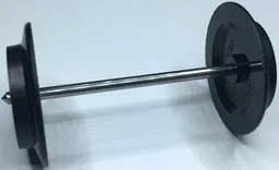 Train Wheel Pair on Chrome Silver Metal Axle with Slots (2879 / bb0837)