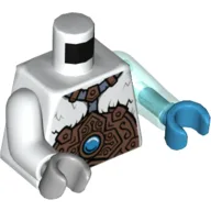 Torso, Odd Arms and Hands, Fur with Copper Armor and Ice Chi Emblem Print, Left Trans-Light Blue Arm and Dark Azure Hand, Right White Arm and Light Bluish Gray Hand / White