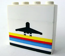 Stickered Assembly 4 x 1 x 3 with Classic Airport Logo Pattern (Sticker) - Sets 6392 / 6396