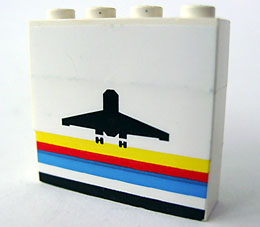Lego Stickered Assembly 4 x 1 x 3 with Classic Airport Logo Pattern (Sticker) - Sets 6392 / 6396