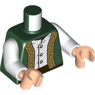 Lego Torso, Jacket, Gold Trim, White Buttoned Shirt, Black Pants print, White Arms, Light Nougat Hands