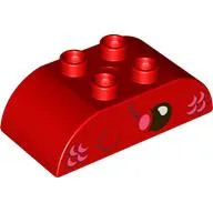 Duplo Brick 2 x 4 Curved Top with Fish Face Print / Red