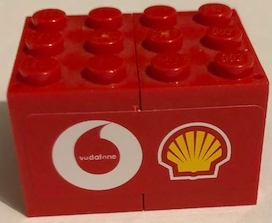 Lego Stickered Assembly 4 x 3 x 2 with Shell and Vodafone Logos Pattern Model Right Side (Sticker) - Set 8654