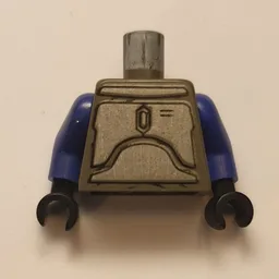 Torso, Armor, Silver Plates Print (Jango Fett), Violet Arms, Black Hands / Dark Gray