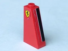 Slope 75 2 x 1 x 3 - Hollow Stud with Black and White Stripe and Ferrari Logo Pattern Model Left Side (Stickers) - Set 8156