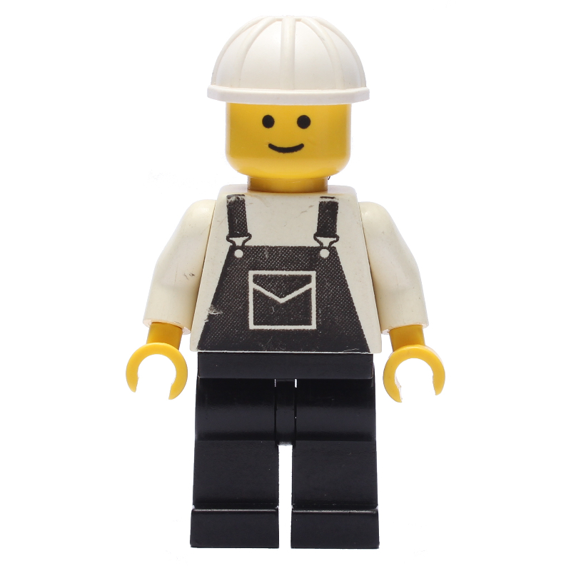 Lego Man, Black Overalls, White Hard Hat