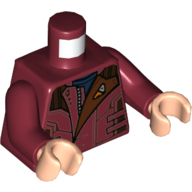 Lego Torso Jacket, Dark Blue Shirt Print, Dark Red Arms, Light Nougat Hands / Dark Red