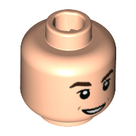 Lego Minifig Head Cedric Diggory, Dark Brown Eyebrows, Small Lopsided Grin Print / Light Nougat