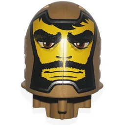 Large Figure Head, Round Top Sir Santis Print / Dark Tan
