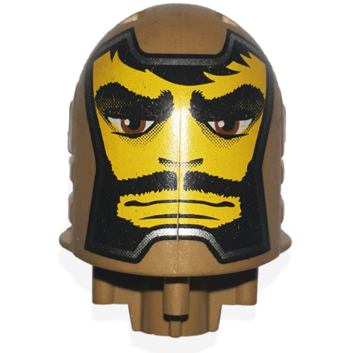 Lego Large Figure Head, Round Top Sir Santis Print / Dark Tan