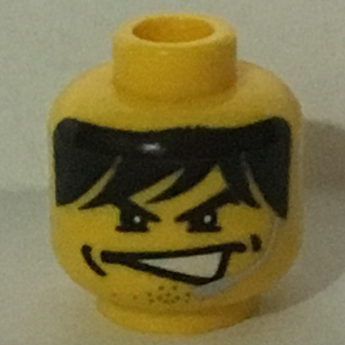 Lego Minifig Head Charge, Male, Partially Open Mouth, Dimples, Stubble, Headset Print [Blocked Open Stud] / Yellow