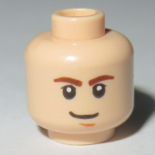 Lego Minifig Head Han Solo, Brown Eyebrows, White Pupils and Brown Chin Dimple Print / Light Nougat