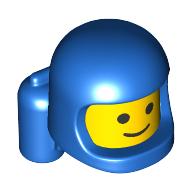 Lego Minifig Head Special, Baby with Helmet and Airtanks, Yellow Head Pattern, Classic Face print / Blue
