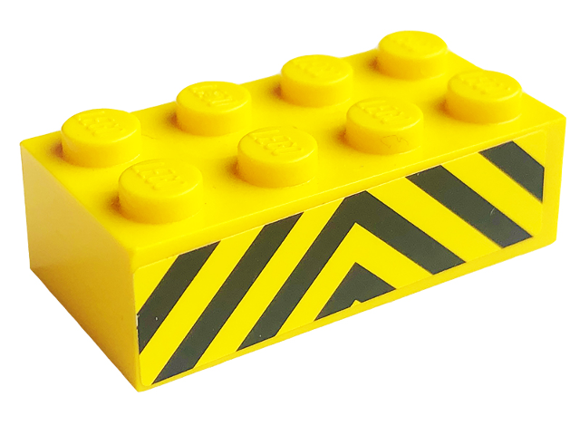 Lego Brick 2 x 4 with Black and Yellow Danger Stripes Pattern (Sticker) - Set 7743