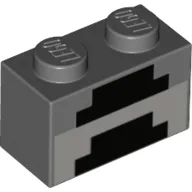 Brick 1 x 2 with Pixelated Forge Print / Dark Bluish Gray