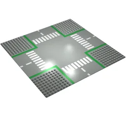Baseplate 32 x 32 with 9-Stud Crossroads and Road Print / Light Gray