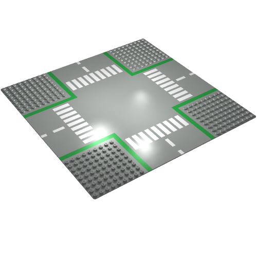 Lego Baseplate 32 x 32 with 9-Stud Crossroads and Road Print