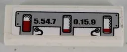 Tile 1 x 3 with Black '5.54.7'and '0.15.9' and Red Level Indicators Pattern (Sticker) - Set 8864
