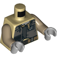 Lego Torso Vest, Dark Bluish Gray with Pocket and Badge, Belt Print, Dark Tan Arms, Light Bluish Gray Hands / Tan