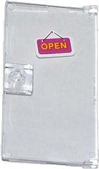 Lego Door 1 x 4 x 6 with Stud Handle with Bright Light Orange 'OPEN' on Magenta Sign Pattern (Sticker) - Set 41035