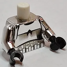 Torso, Armor Stormtrooper Black Chest Marking with Line Print, Chrome Silver Arms, Black Hands / Chrome Silver