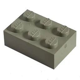 Modulex Brick 2 x 3 with LEGO on Studs / Modulex Light Gray