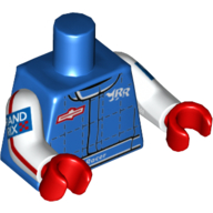 Lego Torso Racing Jacket, with 'Yrr' Print, White Arms with 'Grand Prix' Print, Red Hands / Blue
