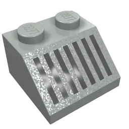 Brick Sloped 45° 2 x 2 with Black Grill Print / Light Gray