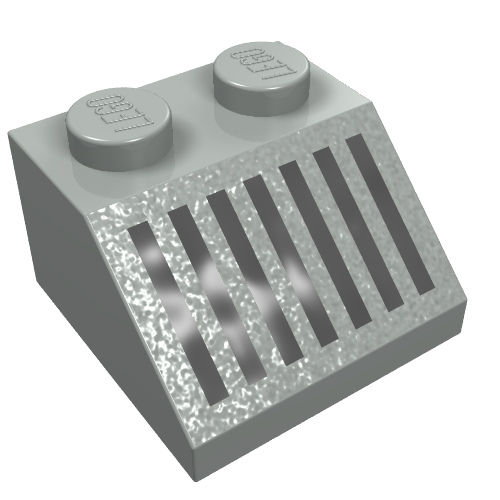 Lego Brick Sloped 45° 2 x 2 with Black Grill Print / Light Gray