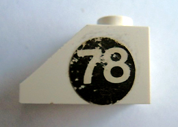 Lego Slope 45 2 x 1 without Bottom Tube with '78' on Black Circle Pattern Model Right Side (Sticker) - Set 619