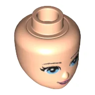 Minidoll Head, Light Blue Eyes, Pink Lips and Open Mouth Print / Light Nougat