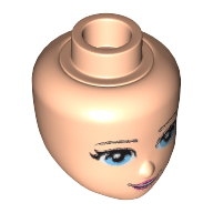 Lego Minidoll Head with Light Blue Eyes, Pink Lips and Open Mouth Print