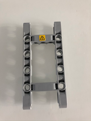 Lego Technic, Liftarm, Modified Frame Thick 5 x 11 Open Center with Warning Sign Pattern (Sticker) - Set 42097