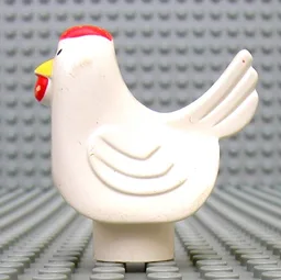 Duplo Animal Chicken / Hen Tail and Smooth Red Comb - Bottom Stud Holder / White